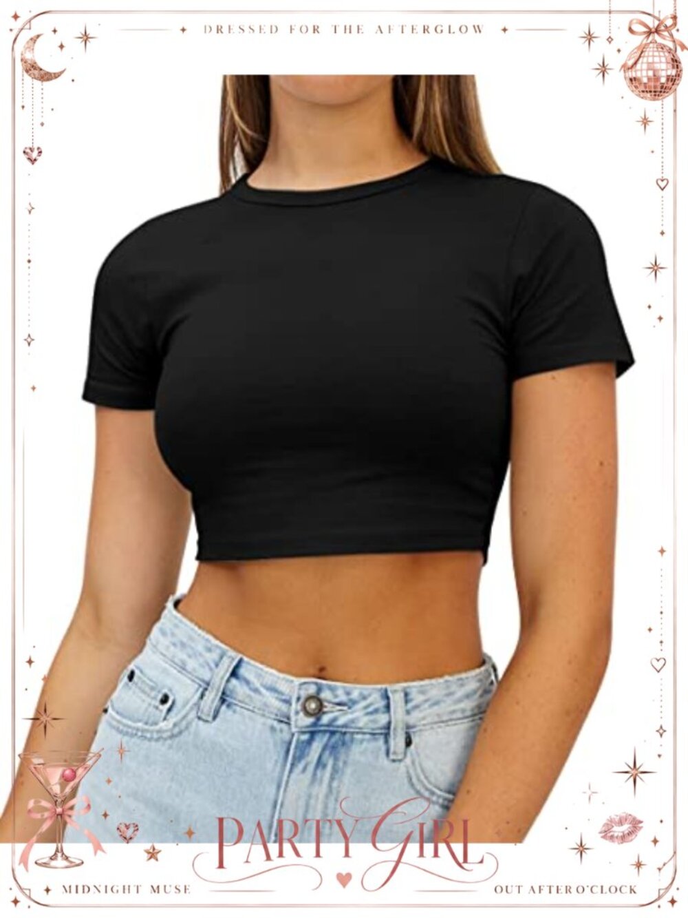 Womens Sexy Crop Summer Tee Regular Fit Workout Gym Tshirt